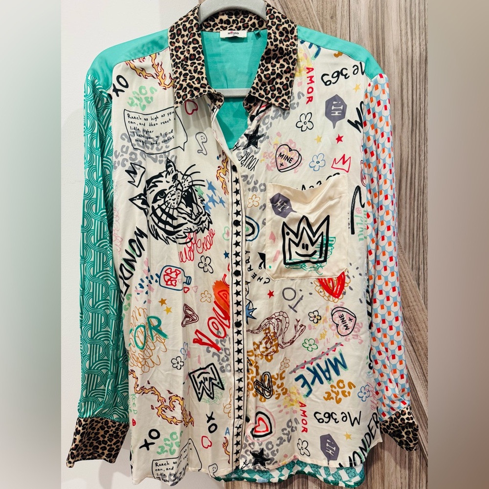 Me 368 Multicolor Graphic Print Blouse